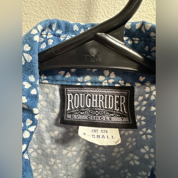 SOLD | Vintage RoughRider By Circle T Blue Floral Vest/Blouse | Women’s Size XS - Picture 5 of 9
